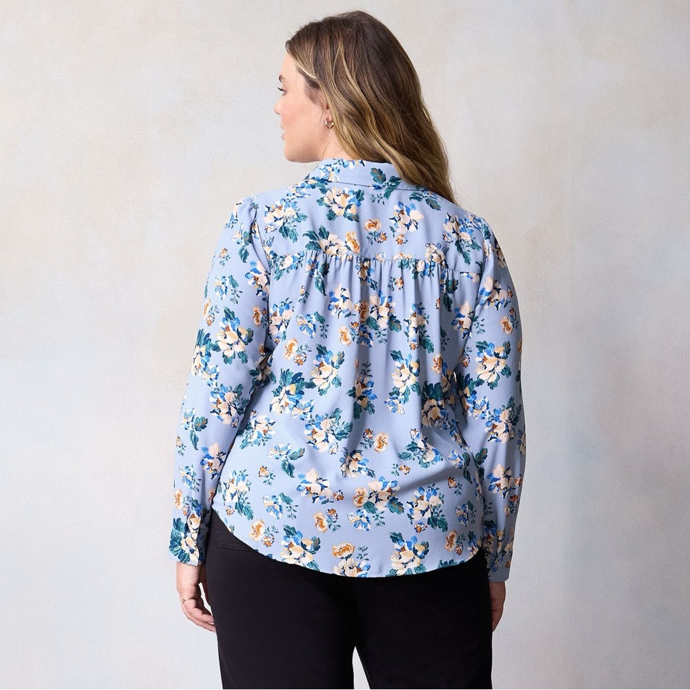 Plus Size LC Lauren Conrad Collared Button-Front Shirt 3X - Picture 2 of 9